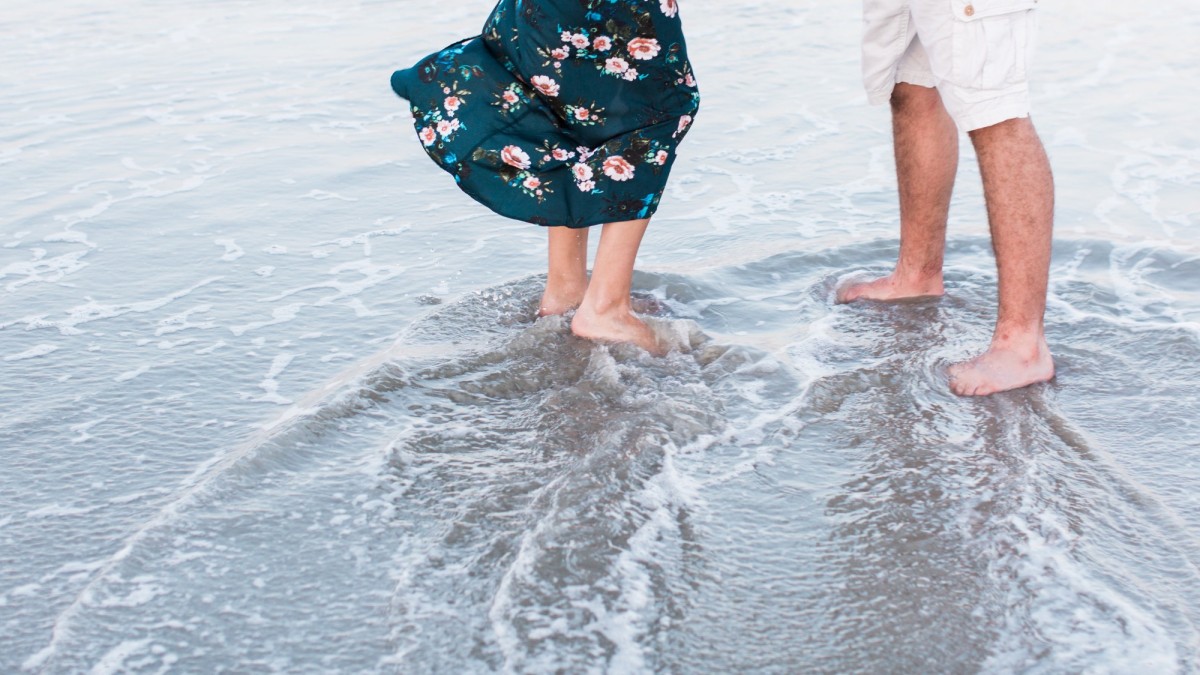 couple romantic beach water tybee island