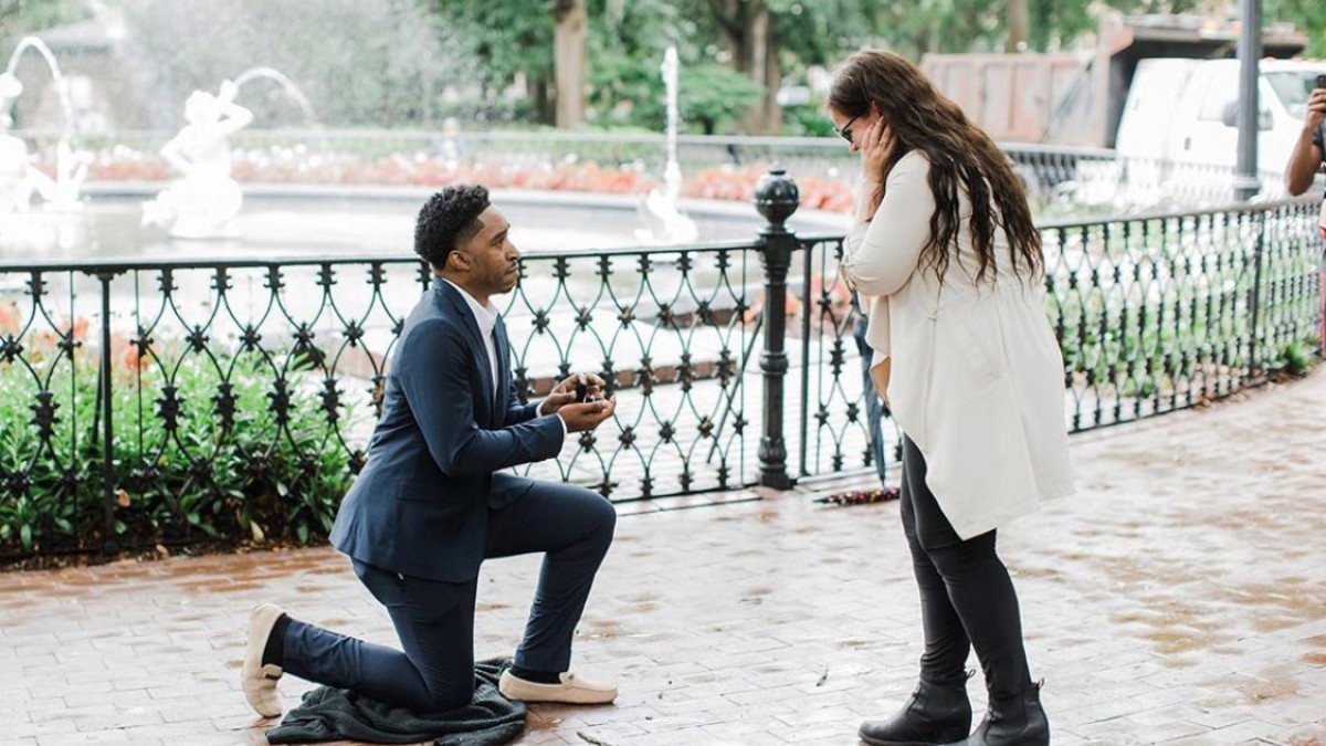 A proposal at Forsyth Park A proposal at the Forsyth Park Fountain in Savannah, Georgia