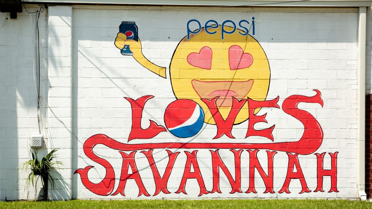 The Pepsi Bottling Plant is home to this adorable mural. 