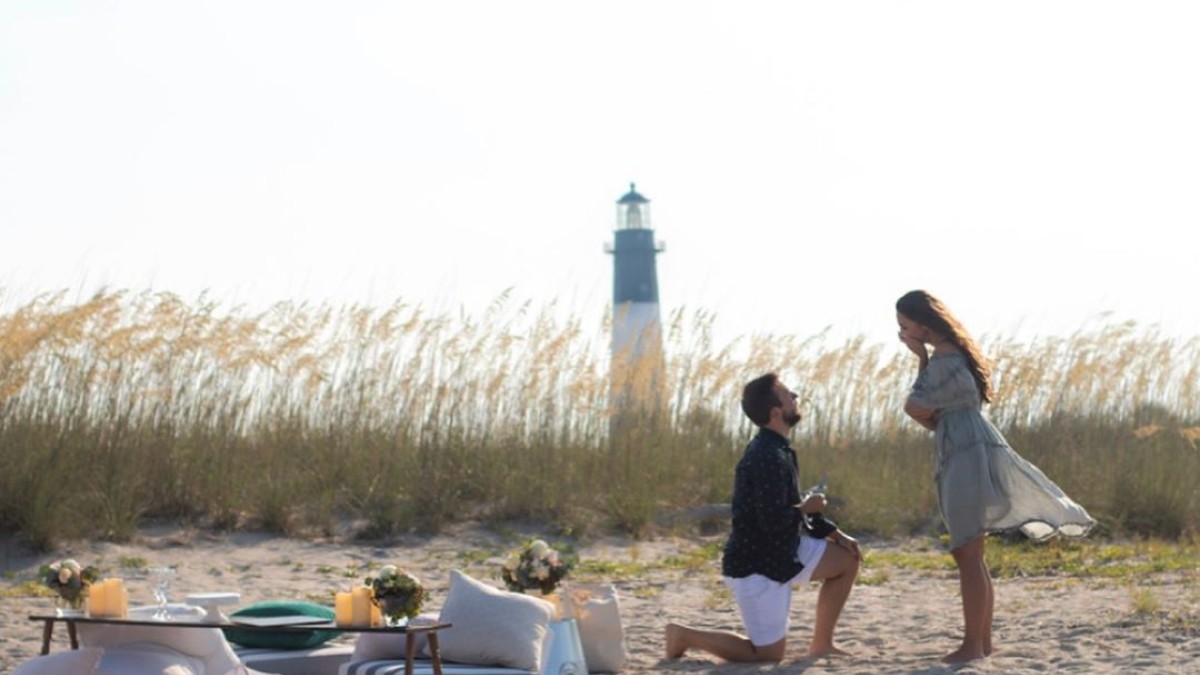 A picnic proposal on Tybee Island, Savannah's Beach