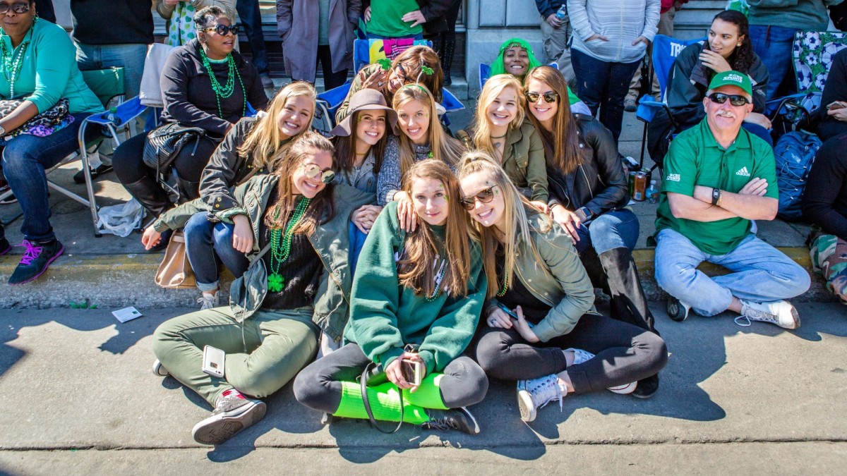 Parade goers at the Savannah St. Patrick's Day Parade