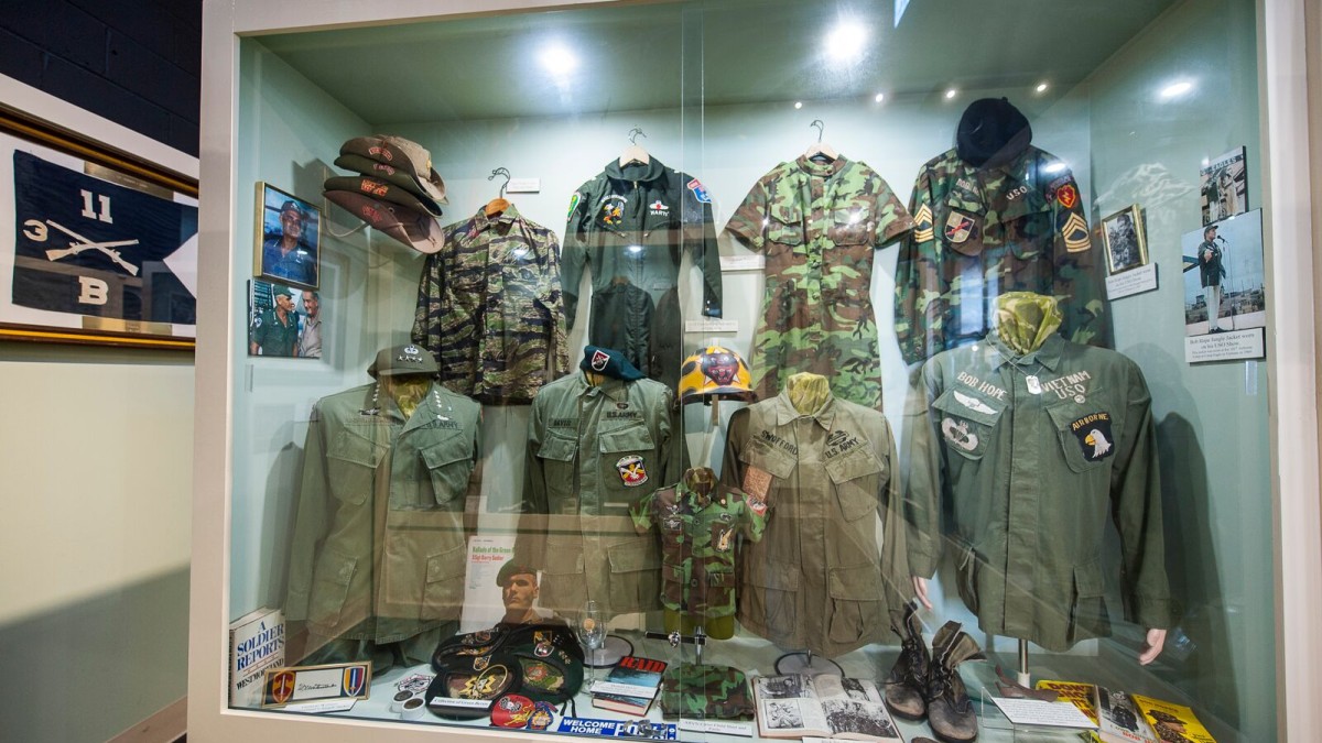 Military jackets at the Webb Military Museum Military memorabilia at the Webb Military Museum in Savannah, Georgia