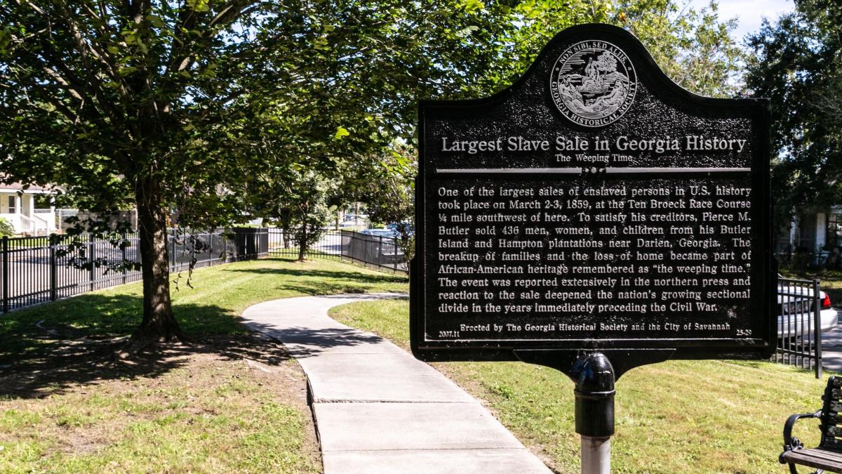 The Weeping Time Historical Marker in Savannah, Georgia