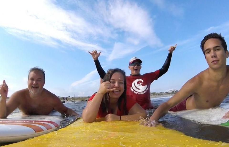 a family of surfers