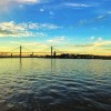 A sunset over River Street in Savannah, Georgia.